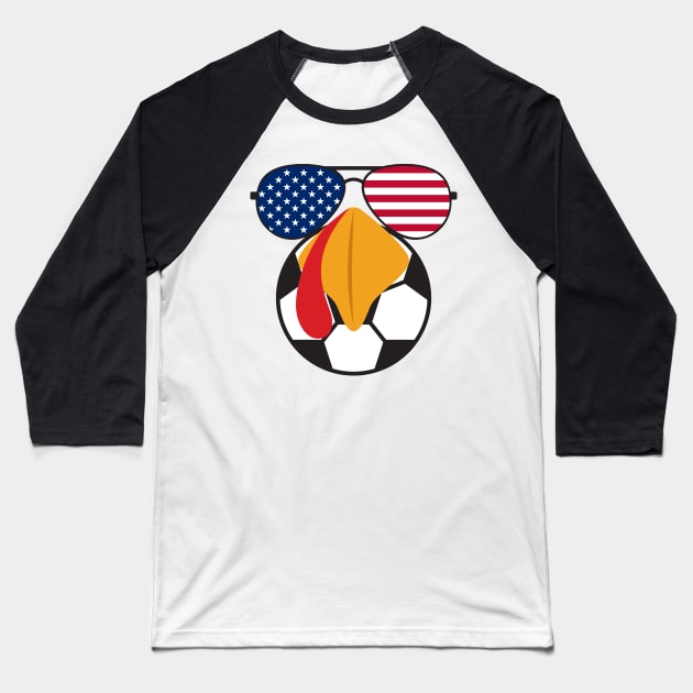 American Turkey Soccer Funny Thanksgiving and Supporting. Baseball T-Shirt by Emma